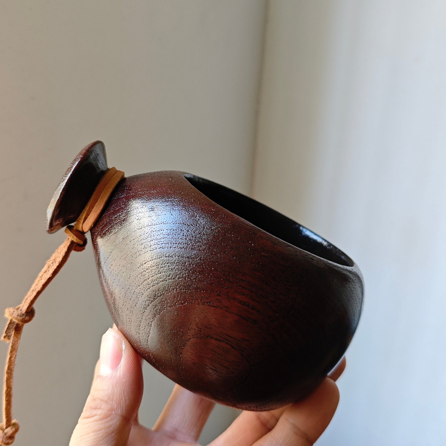 Handcrafted Burmese Teak Lacquered Camping Cup