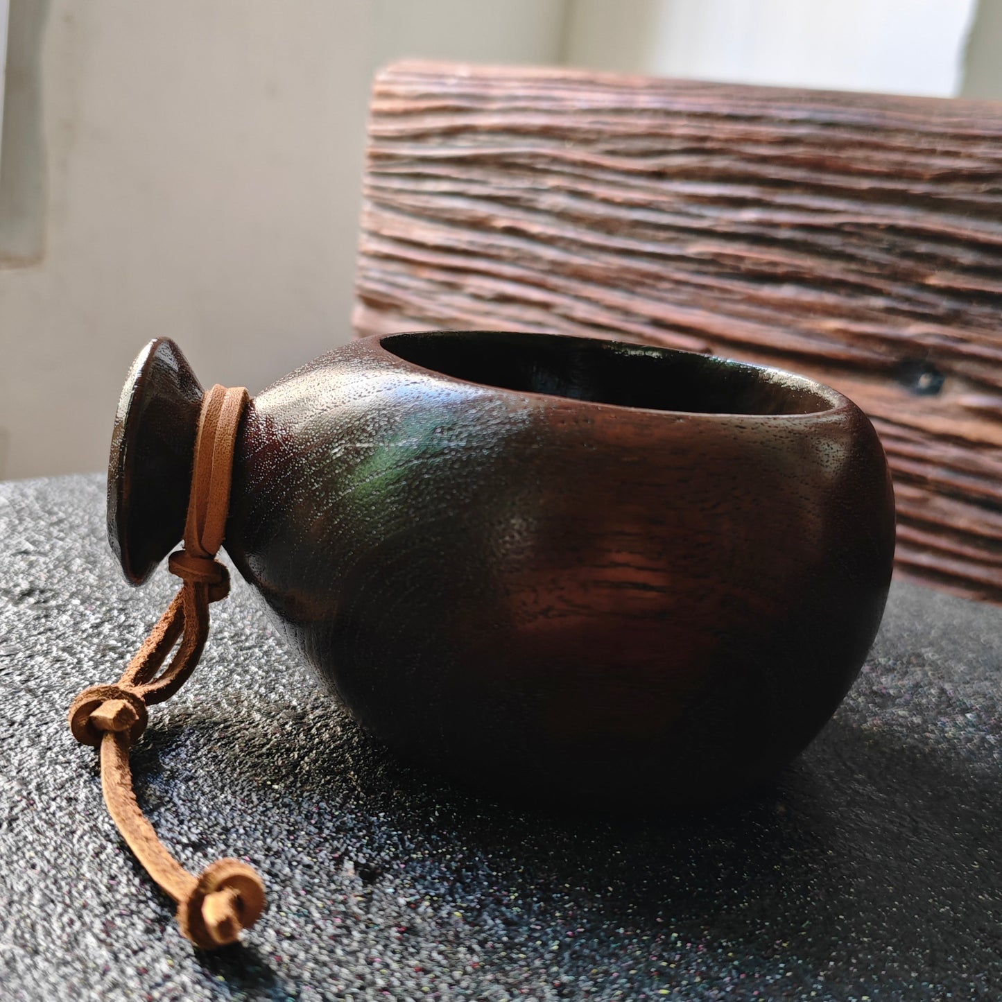 Handcrafted Burmese Teak Lacquered Camping Cup