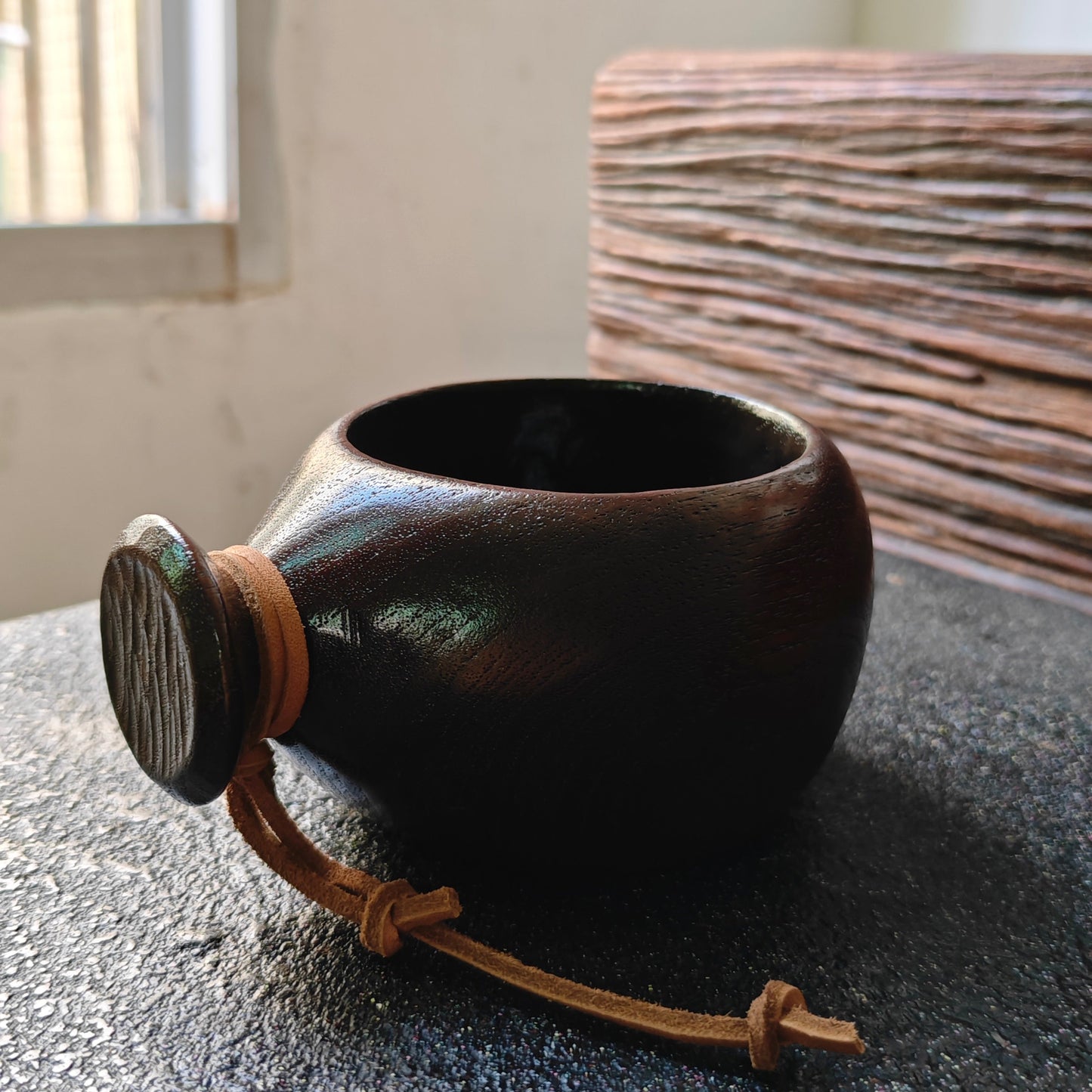 Handcrafted Burmese Teak Lacquered Camping Cup