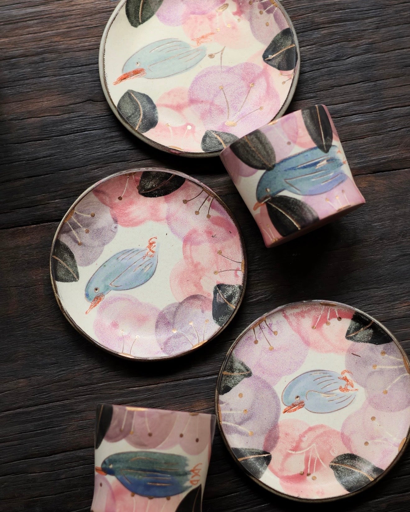 Bird Motif Ceramic Cup