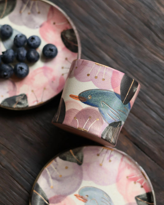 Bird Motif Ceramic Cup
