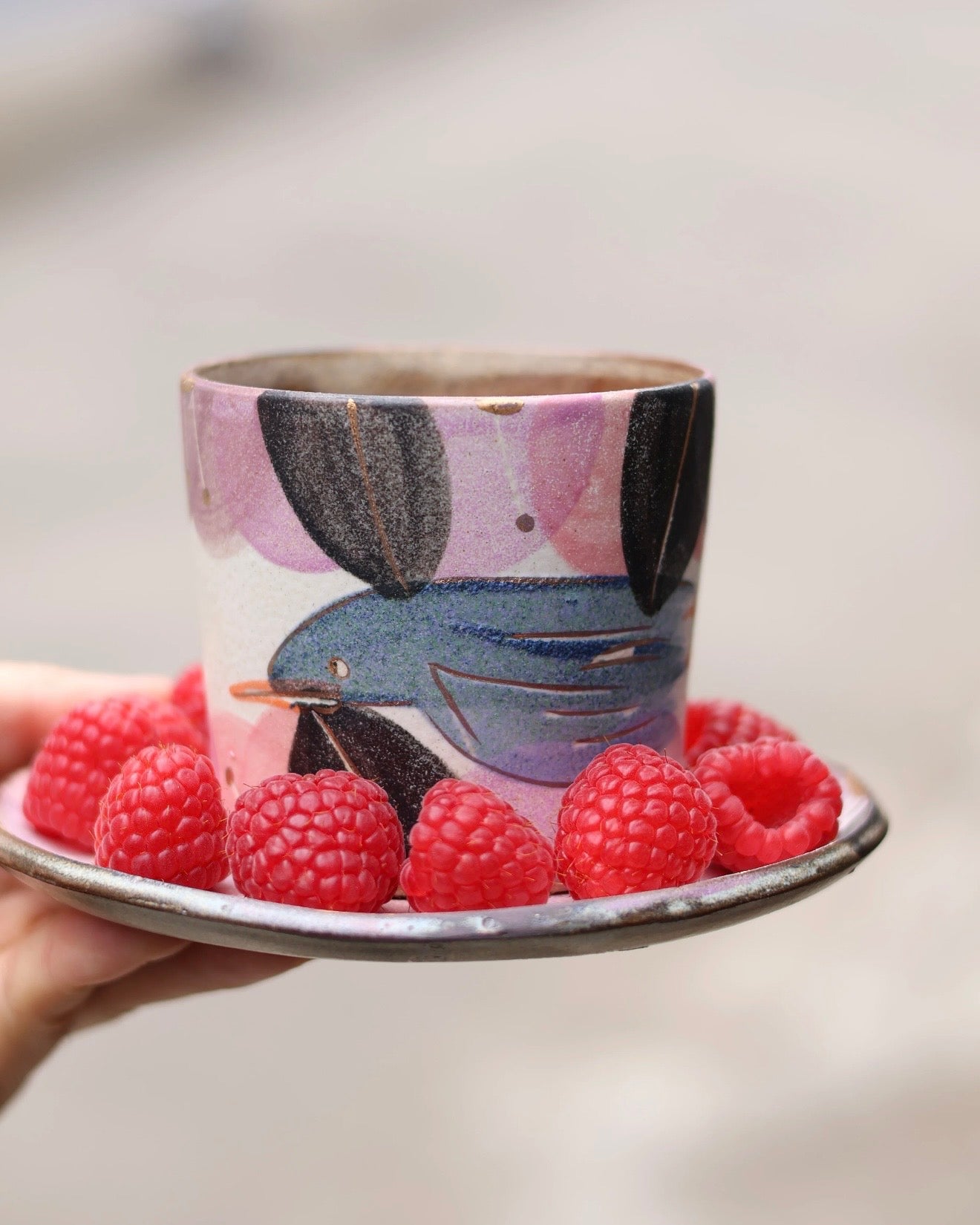 Bird Motif Ceramic Cup